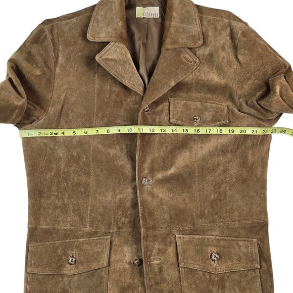 Mens Cubavera Suede Leather Jacket Size Large 42 Brown Button Front - Picture 3 of 7
